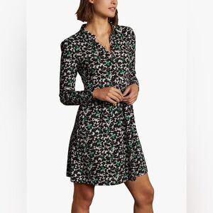 Boden Alma Floral Long Sleeve Jersey Shirt Dress